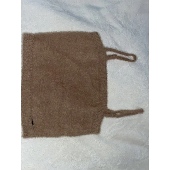 Fuzzy brown cropped soft Hollister Tank blouse Top M - Picture 5 of 12